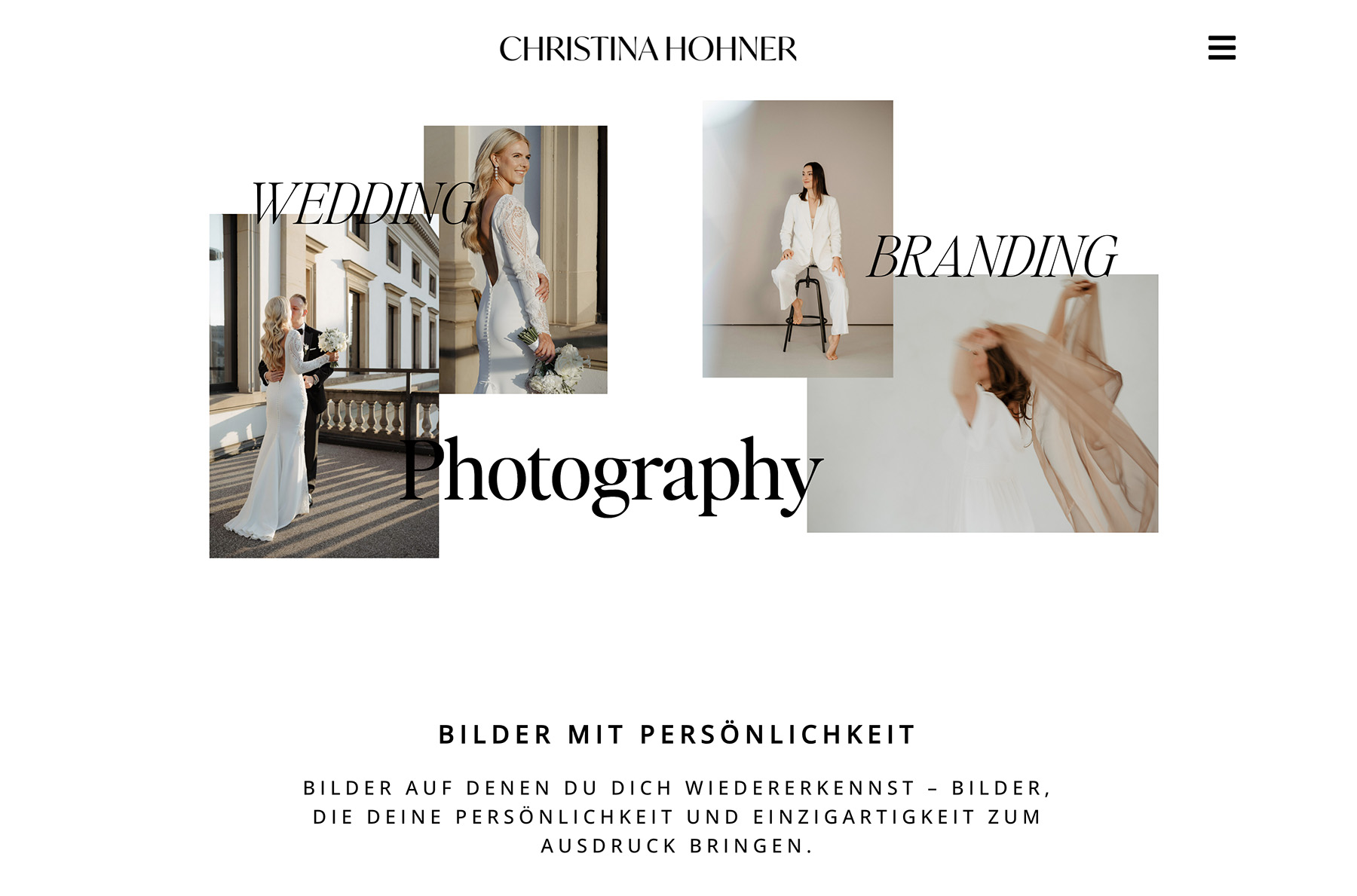 Christina Hohner - minimalistic wedding photography website example