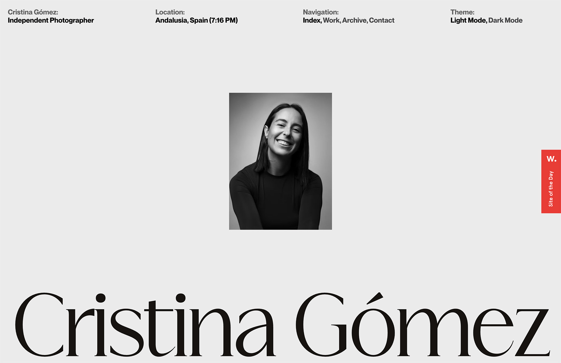 cristina gomez - independent photographer website design