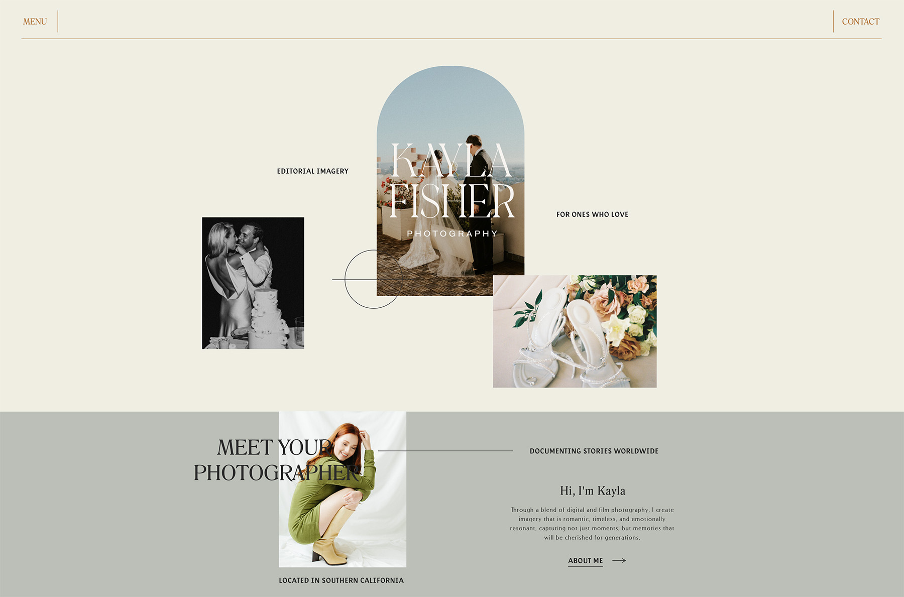Kayla Fisher - wedding and lifestyle photographer website design example